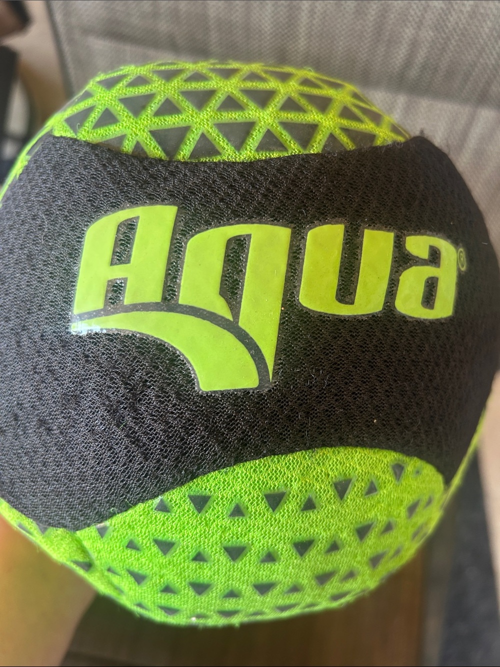 Aqua Neon Green and Black Men's Swim Training Ball
